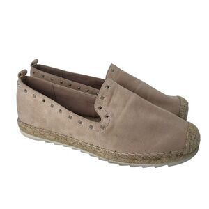 Marc Fisher Chequer Flats Size 8.5 Blush Pink Espadrille Slip On Shoe Studded